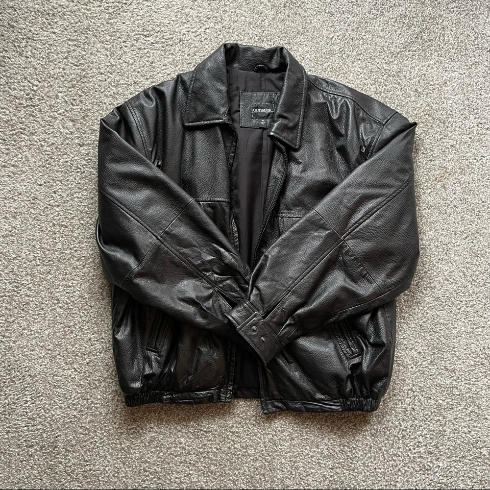 Outbrook Men's Leather Jacket Xl X-large X-lg Black